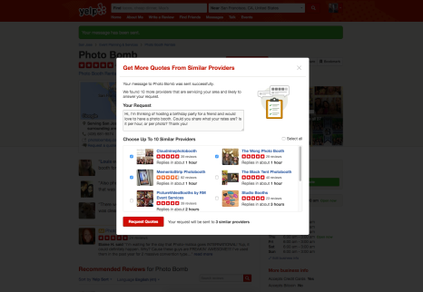 Yelp请求Quote Bulk Messaging