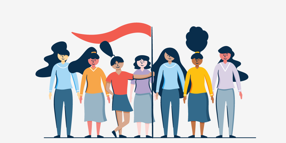 举着21岁旗帜的女性团体不能错过女性小企业主的机会